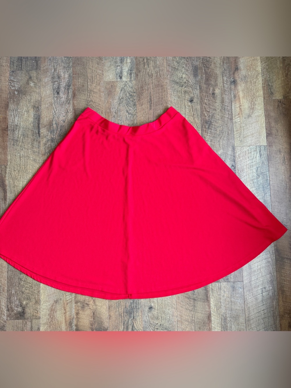 White Mark Midi Flare Elastic Waist Flowy Circle Skirt Pockets 3XL Red